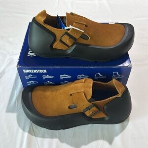 Birkenstock Brown Suede Clog with Black Trim